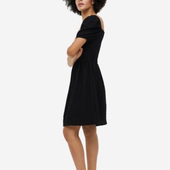 Black ‎ - New plus size Puff-sleeved Textured Jersey Dress - Picture 2 of 4